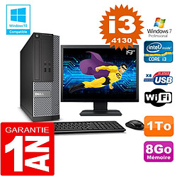 PC DELL 3020 SFF Core I3-4130 Ram 8Go Disque 1 To Wifi W7 Ecran 19"