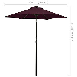 vidaXL Parasol avec lumières LED Rouge bordeaux 200x211 cm Aluminium pas cher