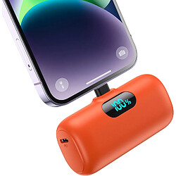 SANAG Mini Batterie Externe Pour Iphone 5000Mah, M À Niveau 15W Pd 3.0A Charge Rapide, Compact Et Léger Power Bank Écran Lcd Chargeur Portable Compatible Avec Iphone 14/14 Pro /13/12/11/X/8/7/6-Orange