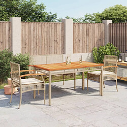 vidaXL Ensemble à manger de jardin coussins 4 pcs beige résine tressée