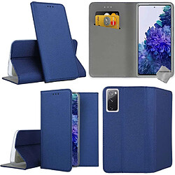 Htdmobiles Housse etui portefeuille avec coque intérieure en silicone pour Samsung Galaxy S20 FE 5G (Fan Edition) + film ecran - BLEU MAGNET