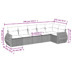 Acheter vidaXL Salon de jardin avec coussins 6 pcs marron résine tressée