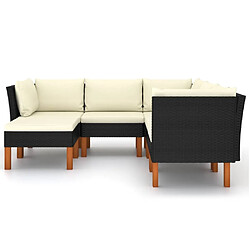 Maison Chic Salon de jardin 6 pcs + coussins - Mobilier/Meubles de jardin - Table et chaises d'extérieur Résine tressée Noir -MN78055 pas cher