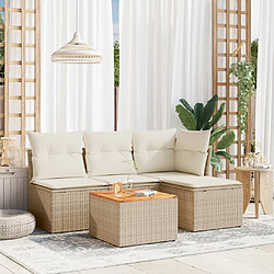 Maison Chic Salon de jardin avec coussins 5 pcs, Ensemble Tables et chaises de jardin,, Ensemble Tables et chaises de jardin, beige résine tressée -GKD292137