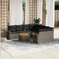 Maison Chic Ensemble Tables et chaises d'extérieur 9 pcs avec coussins,Salon de jardin gris résine tressée -GKD411353