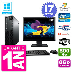 PC Lenovo M82 SFF Ecran 22" i7-3770 RAM 8Go Disque 500Go Graveur DVD Wifi W7 - Occasion