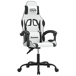 vidaXL Chaise de jeu pivotante Blanc et noir Similicuir