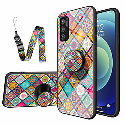 Coque en TPU Hybride Coloré Imprimé avec béquille et sangle Motif à carreaux pour votre Xiaomi Redmi Note 10 5G/Poco M3 Pro 4G/Poco M3 Pro 5G