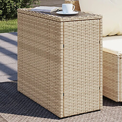 Maison Chic Table d'appoint | Table Basse de jardin avec dessus en verre beige rotin -GKD18674