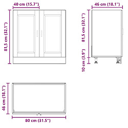 vidaXL Meuble bas pour évier Porto blanc 80x46x81,5 cm bois ingénierie pas cher