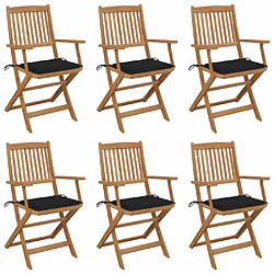 Maison Chic Lot de 6 Chaises pliables d'extérieur avec coussins | chaises de jardin | Fauteuil Relax Bois d'acacia -GKD58608