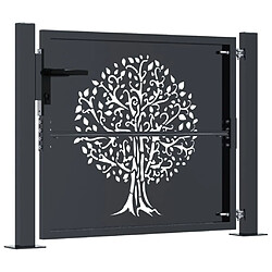 Avis vidaXL Portail de jardin anthracite 105x105cm acier conception d'arbre