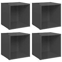 vidaXL Meubles TV 4 pcs gris brillant 37x35x37 cm bois d’ingénierie