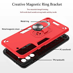 Coque en TPU antichoc avec béquille à anneau rotatif rouge pour votre Samsung Galaxy S21 + 5G