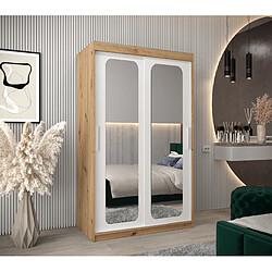 Abiks Meble Armoire PROMO T3 À Portes Coulissantes 200/120/62 2 Portes (Artisan/Blanc)