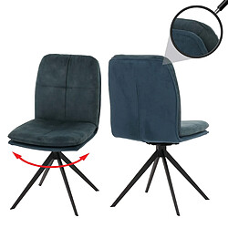 Decoshop26 Lot de 2 chaises de salle à manger pivote à 180° cadre trépied en métal assise en tissu bleu 04_0007398