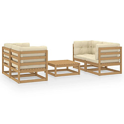 Maison Chic Salon de jardin 5 pcs + coussins - Mobilier/Meubles de jardin - Table et chaises d'extérieur bois de pin massif -MN11080