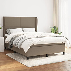 vidaXL Sommier à lattes de lit avec matelas Taupe 140x200 cm Tissu