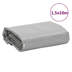 vidaXL Bâche gris 1,5x10 m 650 g/m² pas cher