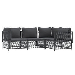 Avis Maison Chic Salon de jardin 4 pcs avec coussins - Table et chaises d'extérieur - Mobilier/Meubles de jardin Moderne anthracite acier -MN15374