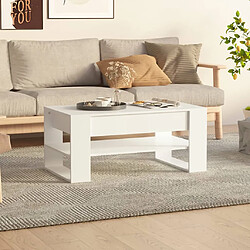 vidaXL Table basse blanc 102x55x45 cm bois d'ingénierie