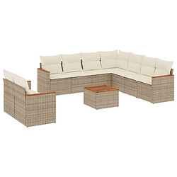 Maison Chic Salon de jardin avec coussins 10 pcs, Ensemble Tables et chaises de jardin, beige résine tressée -GKD797962