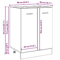 vidaXL Armoire de plancher chêne artisanal 60x46x81,5 cm pas cher