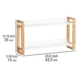 WENKO Etagère murale Finja à 2 plateaux en Bambou et MDF - Blanc et bois