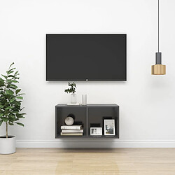 vidaXL Meuble TV mural Gris 37x37x72 cm Bois d’ingénierie