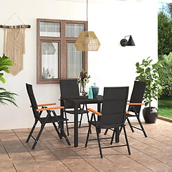 Salle à manger de jardin 5 pcs,Table et chaise à dîner Noir et marron -MN13109