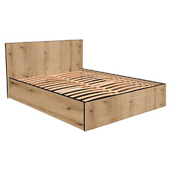 Acheter Vente-Unique Lit coffre 140 x 190 cm - Coloris : Naturel et anthracite + Matelas - ELPHEGE