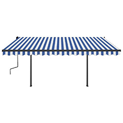 Acheter Maison Chic Auvent manuel rétractable,Store manuel de porte avec LED 4x3,5 m Bleu et blanc -GKD39287