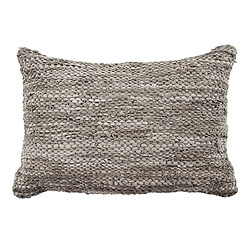 Thedecofactory SKIN - Coussin en cuir tressé taupe 60x40