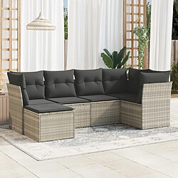 vidaXL Salon de jardin 6 pcs avec coussins gris clair résine tressée