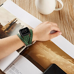 Acheter Wewoo Bracelet en cuir pleine fleur avec boucle en acier inoxydable pour Apple Watch séries 3 et 2 et 1 38 mm (vert)