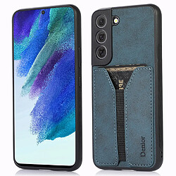 Coque en TPU + PU avec porte-carte bleu pour votre Samsung Galaxy S22 5G