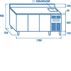 Acheter COOLHEAD Table Réfrigérée Positive Profondeur 700 - 3 Portes avec Plonge et Dosseret - Cool Head