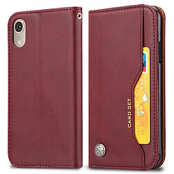 Wewoo Housse Coque Étui en cuir à rabat horizontal avec texture pour peau iPhone XRavec cadre photoporte-cartesfentes cartes et portefeuille vin rouge