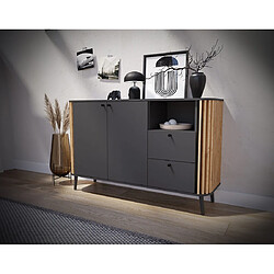 Bestmobilier Camberwell - buffet bas - gris et bois - 138 cm pas cher