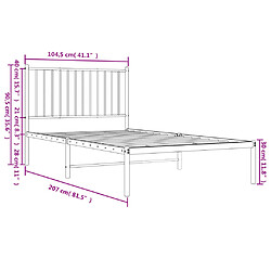 vidaXL Cadre de lit métal sans matelas et tête de lit blanc 100x200 cm pas cher