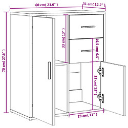 vidaXL Buffets 2 pcs chêne fumé 60x31x70 cm bois d'ingénierie pas cher