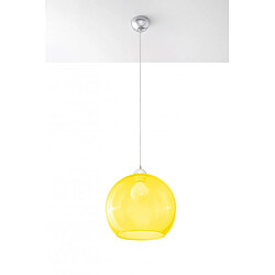 Luminaire Center Suspension BALL verre/acier jaune/chrome 1 ampoule