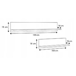 Mpc Lot de 2 étagères 100 cm grises