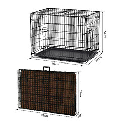 Avis Pawhut Cage caisse de transport pliante pour chien poignée, plateau amovible, coussin fourni 91 x 61 x 67 cm noir