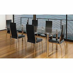 Maison Chic Lot de 6 Chaises à manger modernes,Chaises à dîner noir similicuir -MN87620