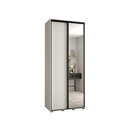 Abiks Meble Armoire à portes coulissantes Davos 3 H235.2 x L100 x P45 2 portes coulissante (Blanc/Blanc/Noir)