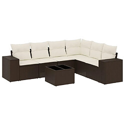 vidaXL Salon de jardin avec coussins 7 pcs marron résine tressée