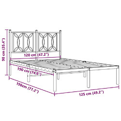 Vidaxl Cadre de lit métal avec tête de lit blanc 120x190 cm pas cher