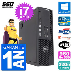 PC Dell Precision T1700 SFF Intel i7-4790 RAM 32Go SSD 960Go Windows 10 Wifi - Occasion