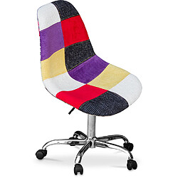 ICONIK INTERIOR Chaise de Bureau à roulettes - Chaise de Bureau - Tapissée en Patchwork - Tessa Multicolore pas cher